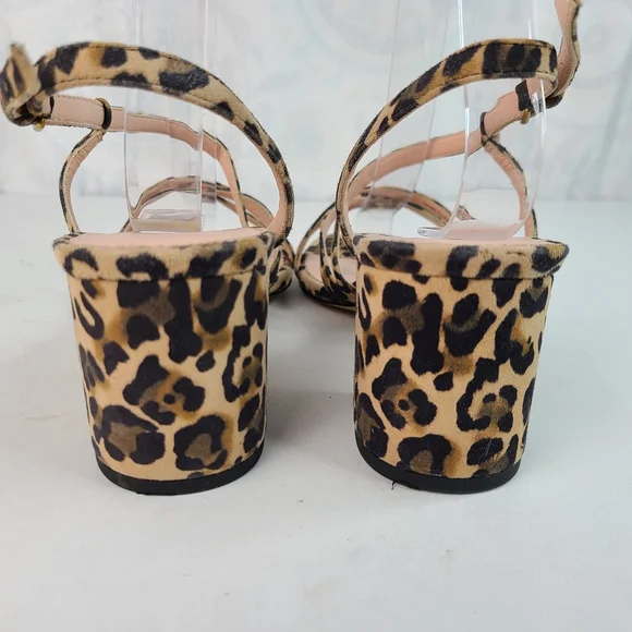J. Crew Odette suede leather leopard print strappy block heeled sandals 8.5 - Picture 6 of 12
